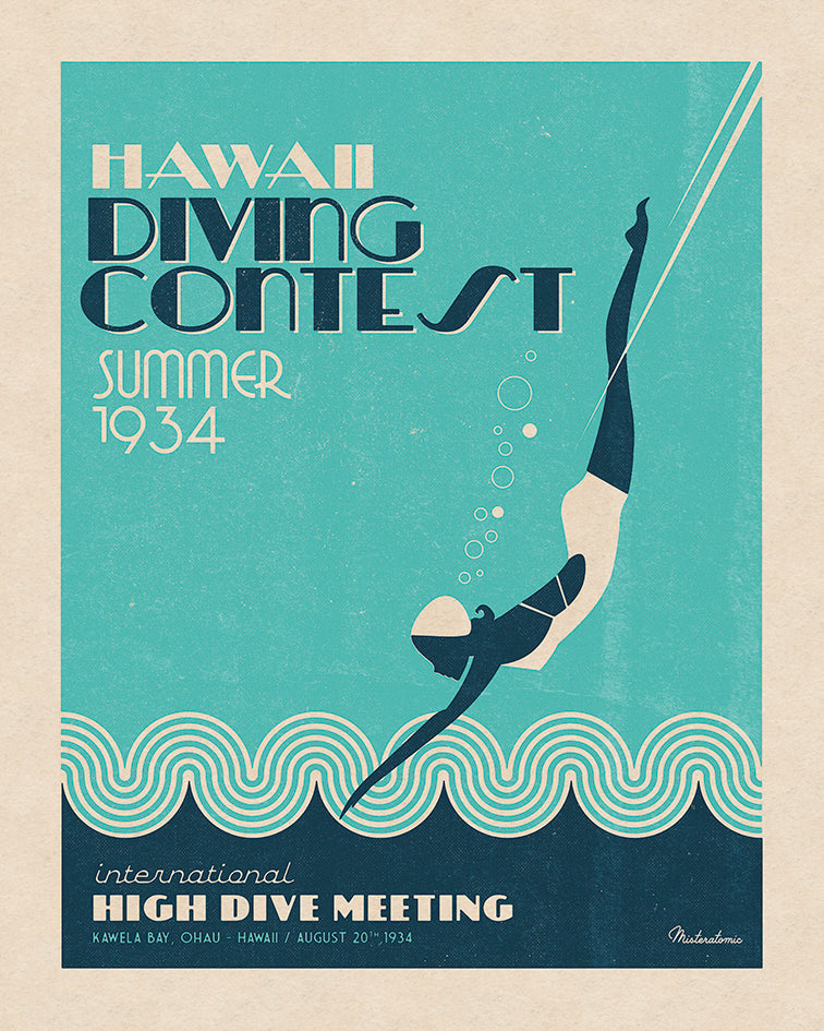 Affiche déco 'Hawai Diving Contest' - SOLD OUT