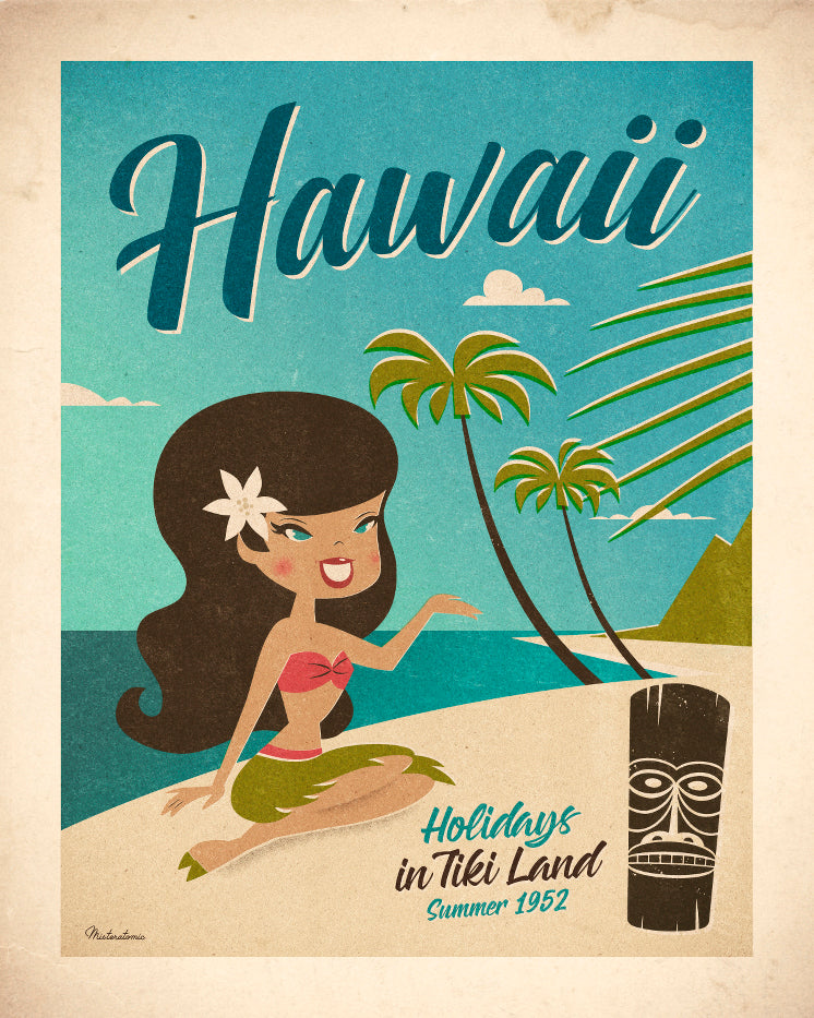 Affiche déco 'Hawaii Summer 1952'