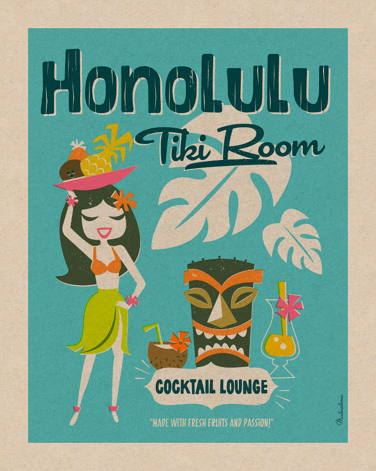 Affiche déco 'Honolulu Tiki Room'