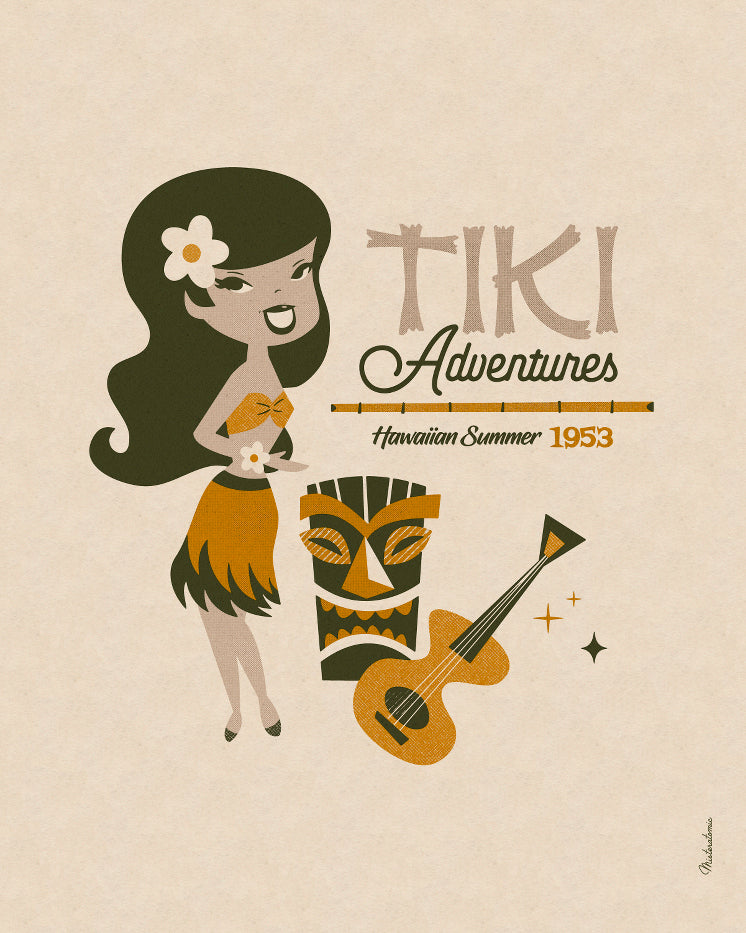 Affiche déco 'Tiki Adventures Hawaiian Summer'